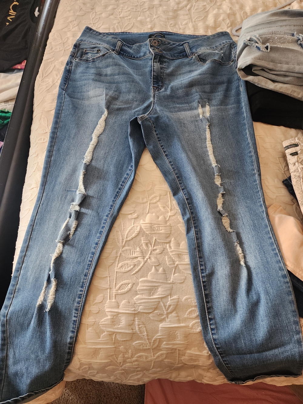 Ashley Stewart Blue Distressed Jeans